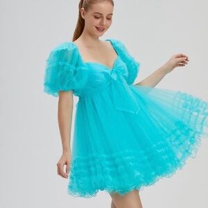 Woman/teen Tulle Homecoming Teal Dress 14 Short Prom/homecoming Ruffle princess